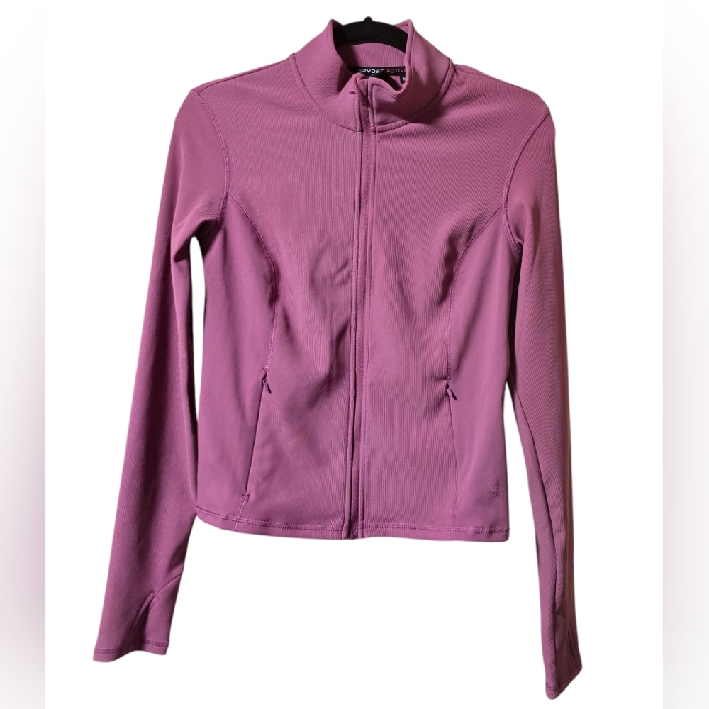 Spyder Active Zip Up Jacket Mauve With Thumbholes Size Small